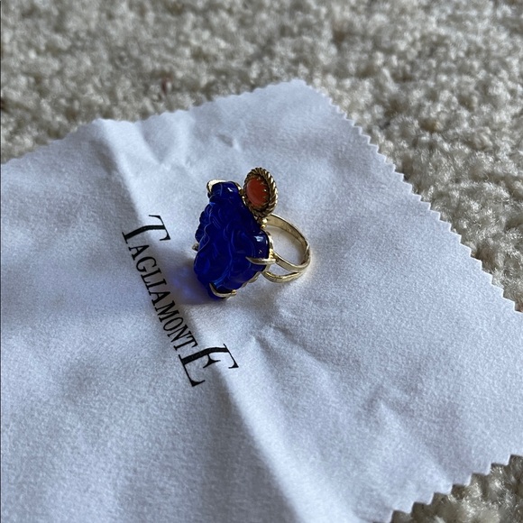 TAGLIAMONTE HANDMADE GLASS ITALIAN REAL CORRAL RING - Picture 6 of 7